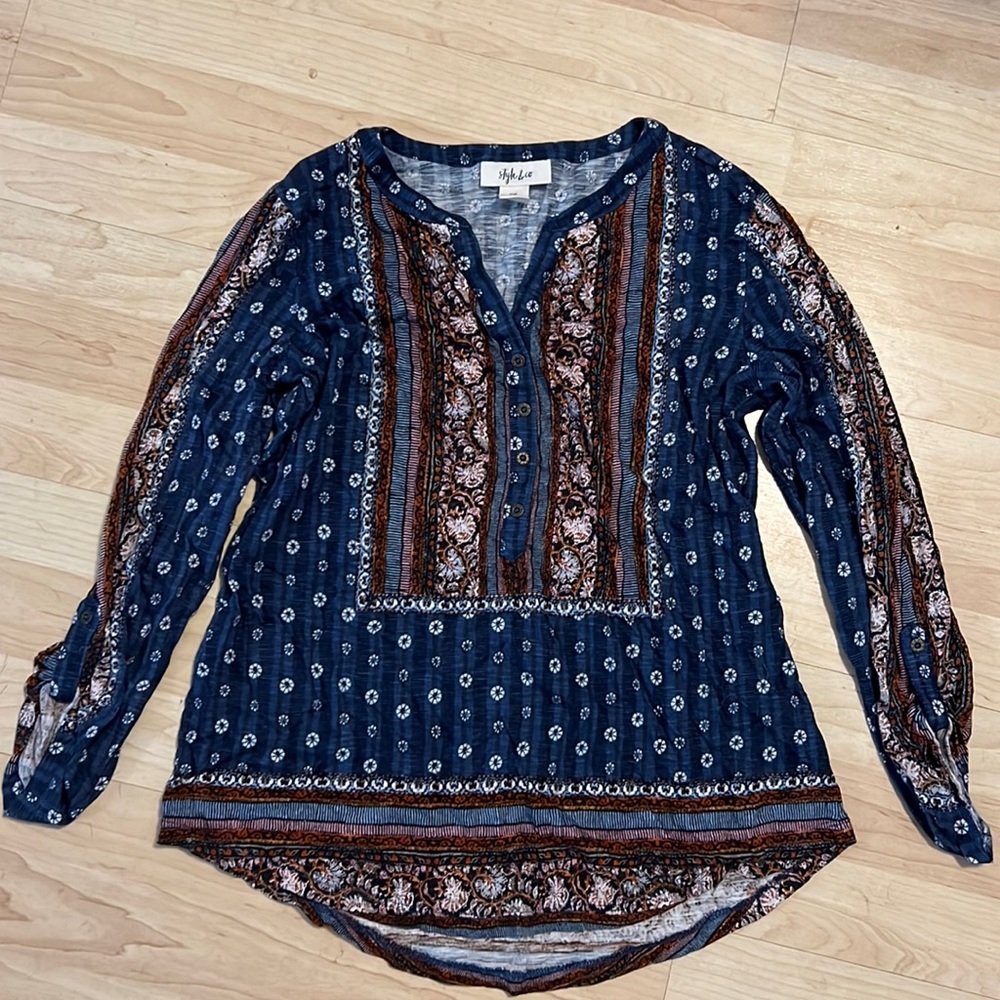 style & co 3/4 length sleeve shirt